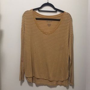 Mustard white shriped soft and sexy shirt american